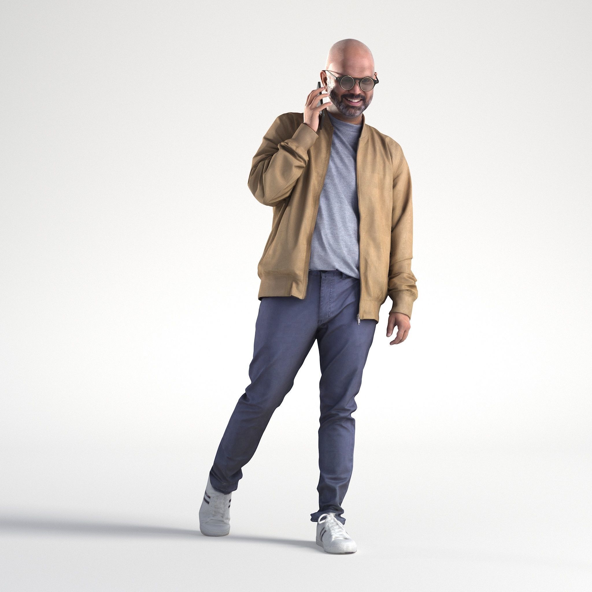 Man Casual Outfit Walking with Phone Low poly Nikhiel 1786 3D model_1