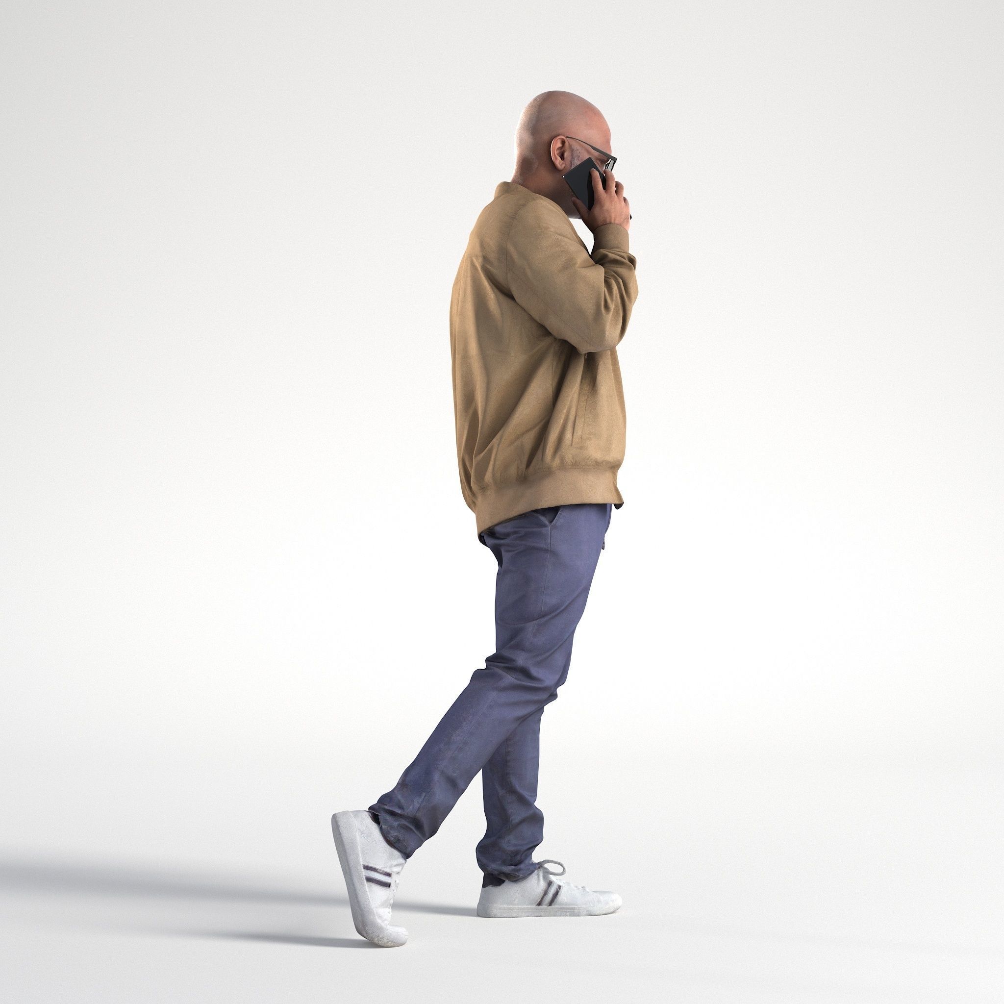 Man Casual Outfit Walking with Phone Low poly Nikhiel 1786 3D model_3