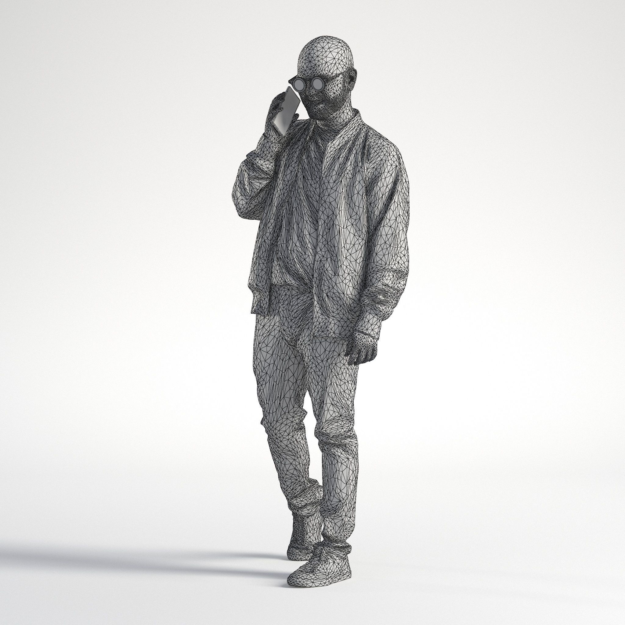 Man Casual Outfit Walking with Phone Low poly Nikhiel 1786 3D model_9