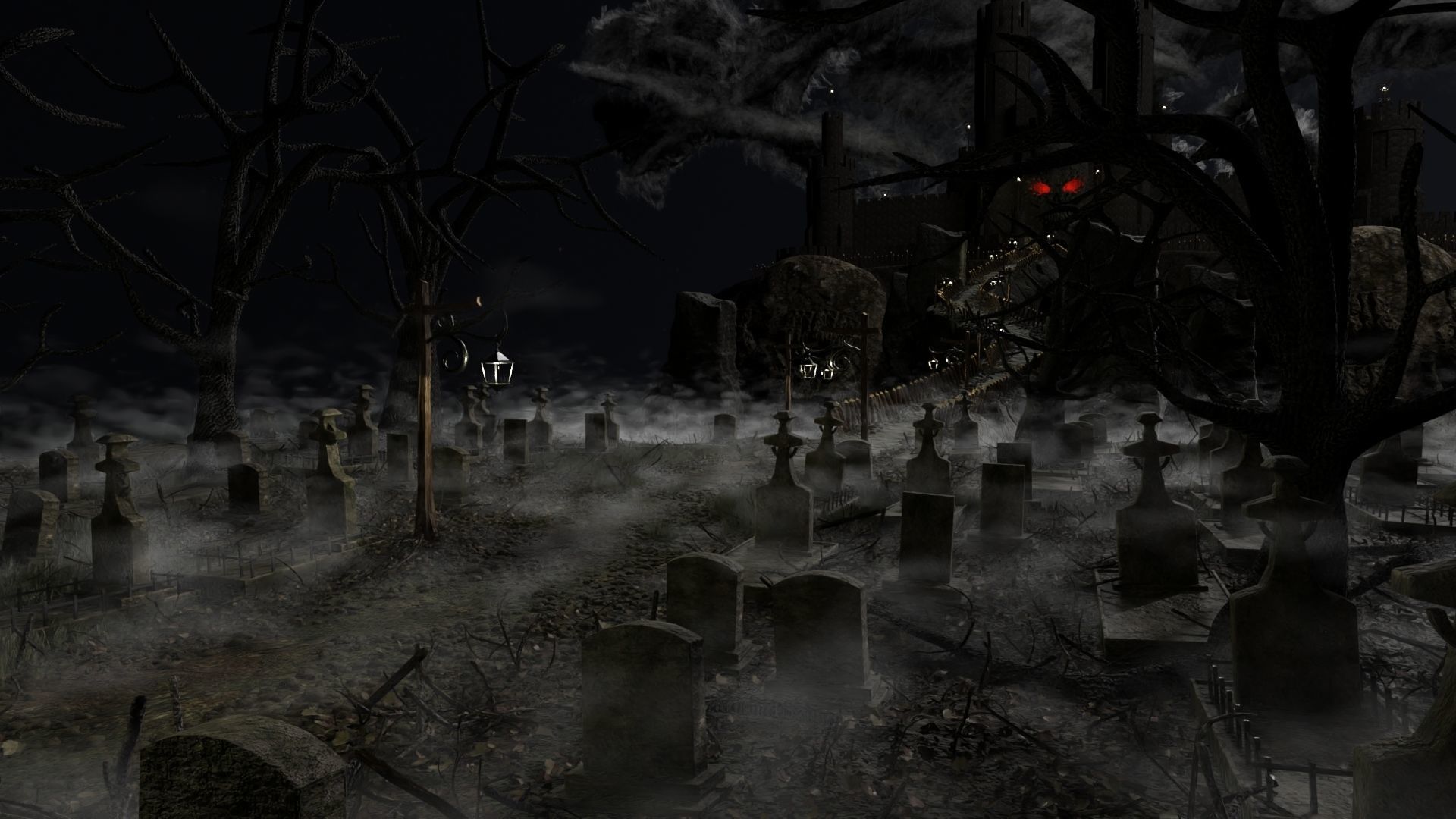 Graveyard Castle Scene 3D model_5