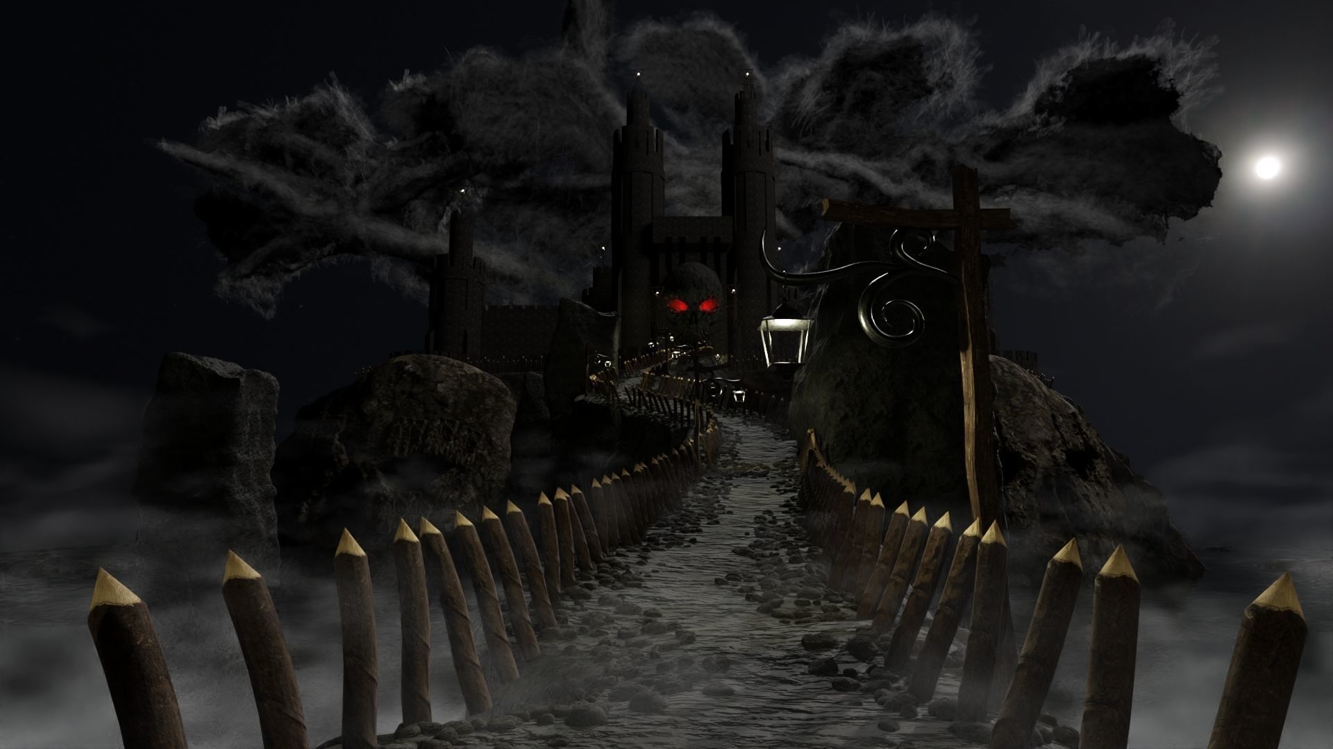 Graveyard Castle Scene 3D model_3