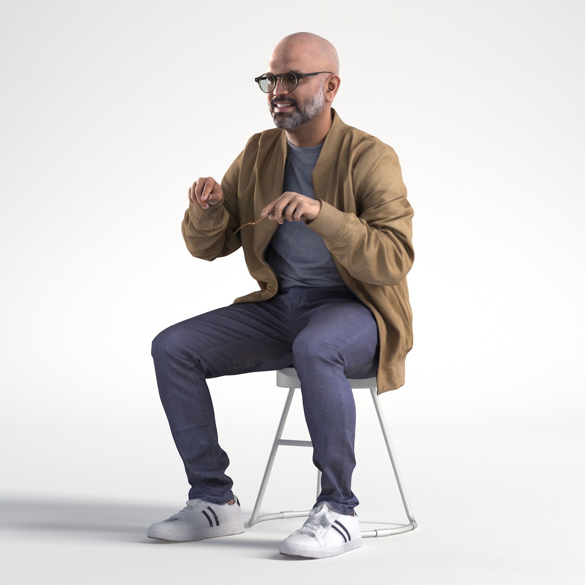 Man Casual Sitting Cafe Low poly Nikhiel 1791 3D model_7