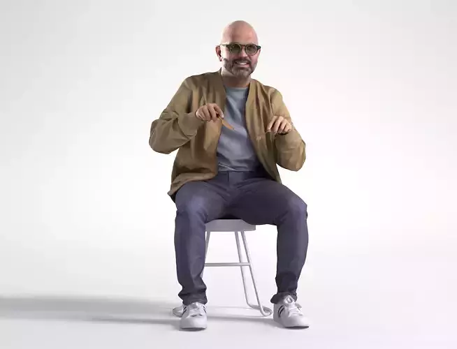 Man Casual Sitting Cafe Low poly Nikhiel 1791