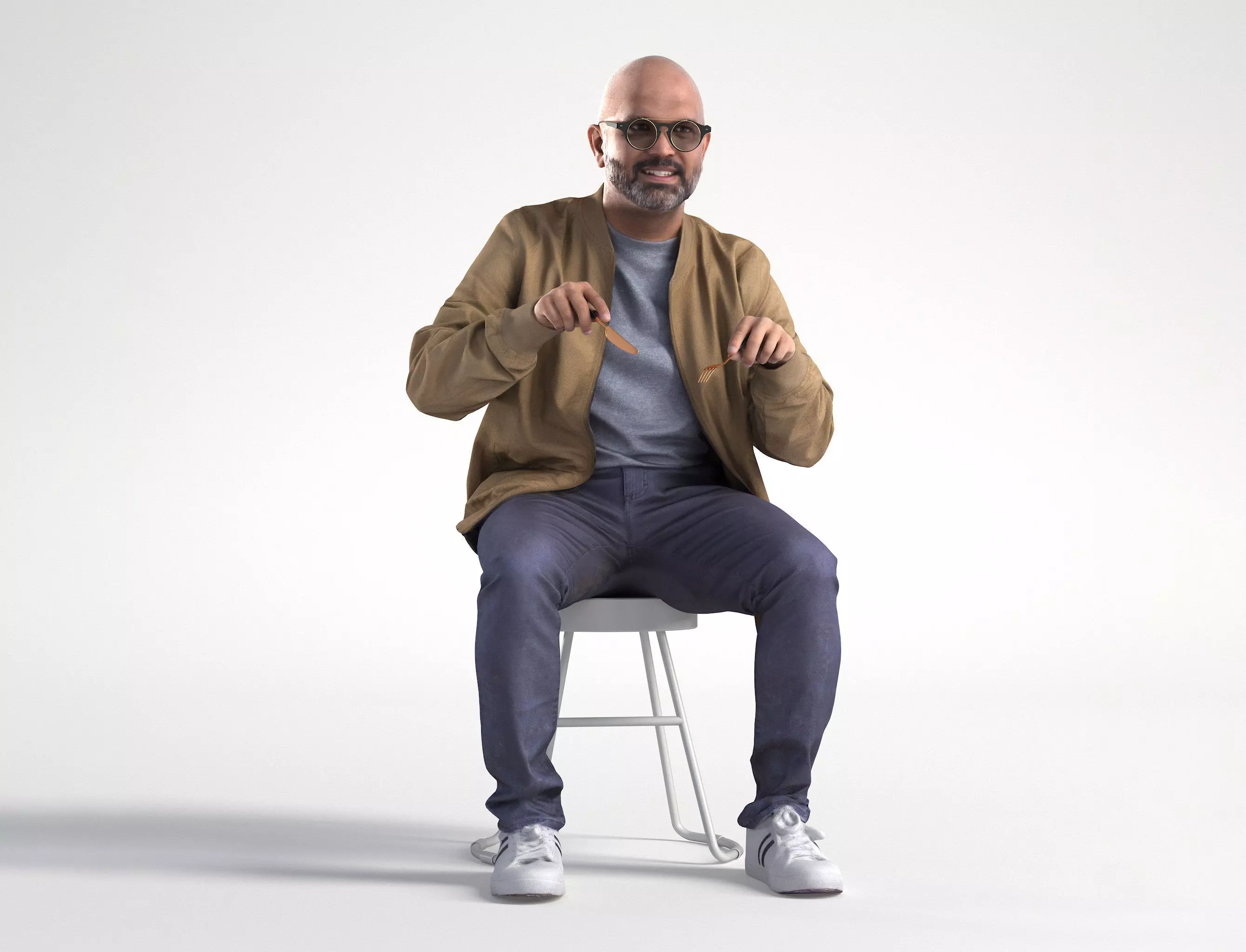 Man Casual Sitting Cafe Low poly Nikhiel 1791 3D model_0