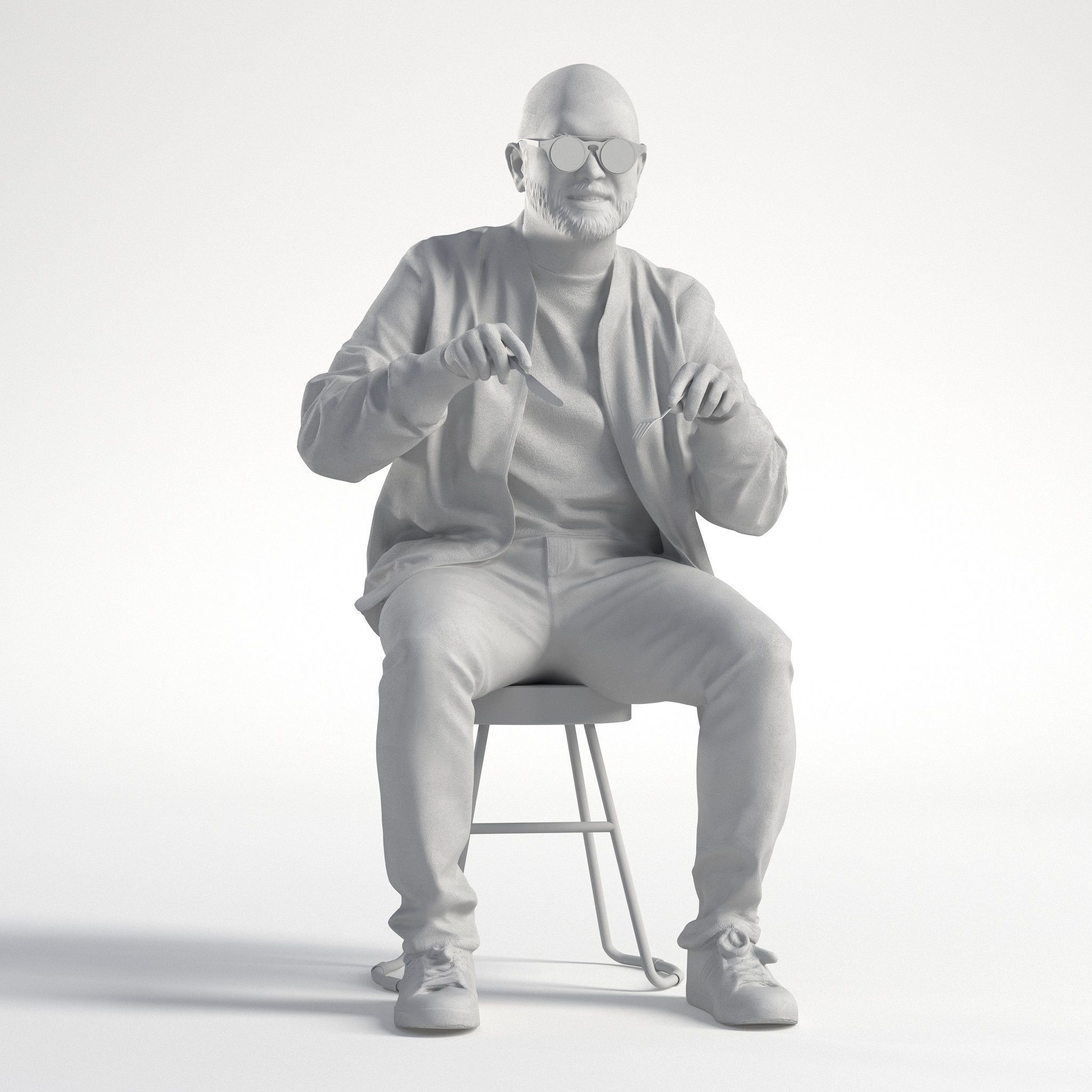 Man Casual Sitting Cafe Low poly Nikhiel 1791 3D model_8