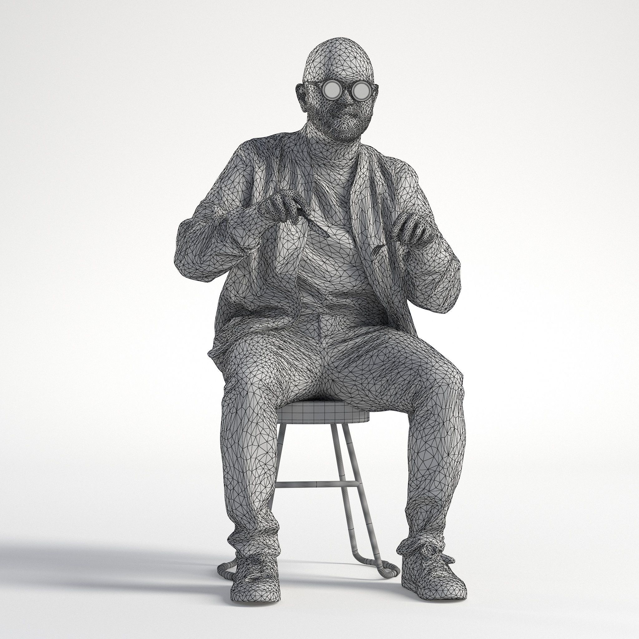 Man Casual Sitting Cafe Low poly Nikhiel 1791 3D model_9