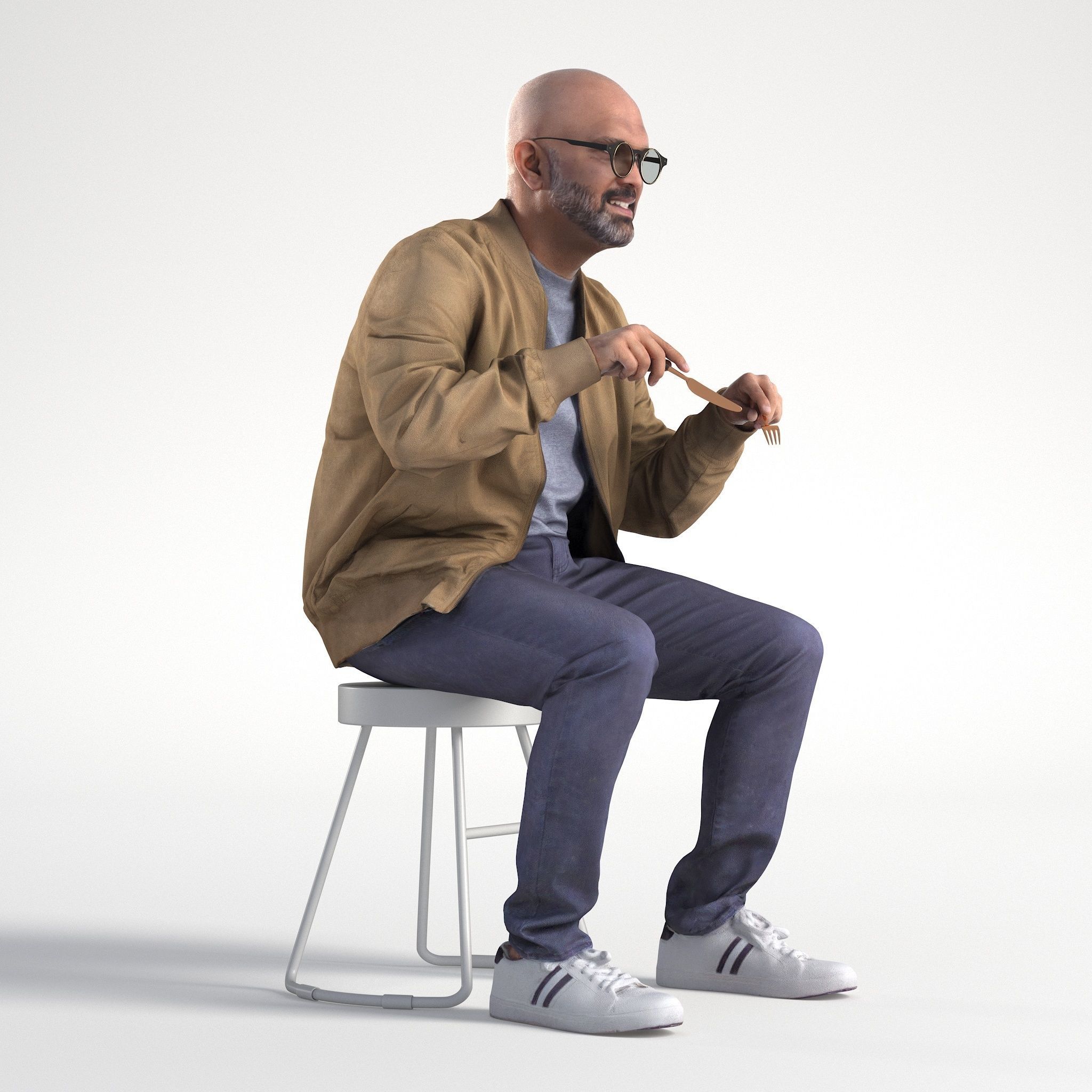 Man Casual Sitting Cafe Low poly Nikhiel 1791 3D model_1