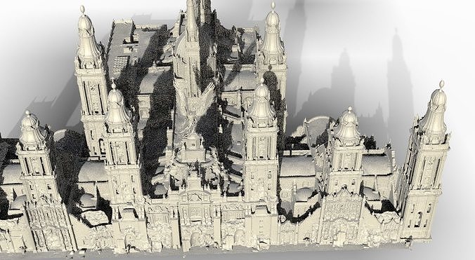 Huge Cathedral with Angel statues 3D model