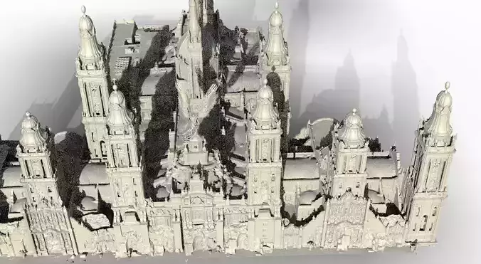 Huge Cathedral with Angel statues 3D model