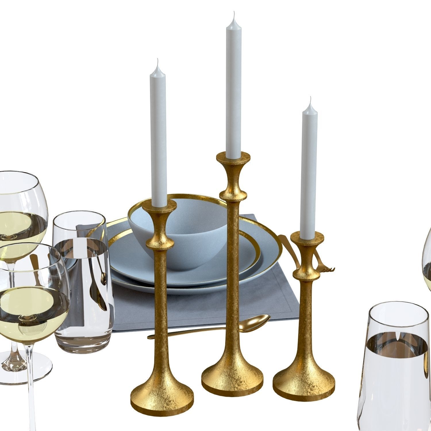 Table Setting 01 - Crate and Barrel Addison Tableware Set 3D model_6