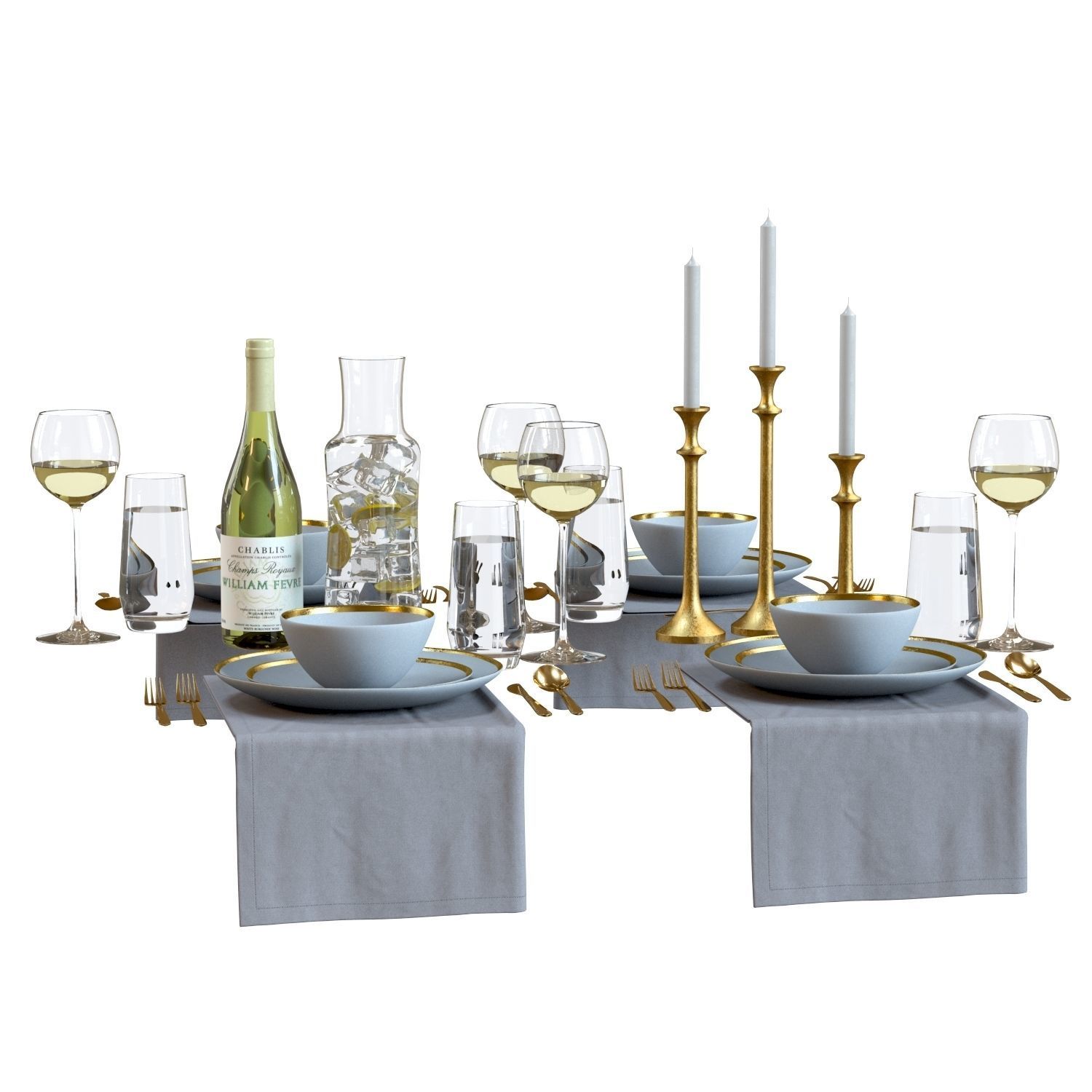 Table Setting 01 - Crate and Barrel Addison Tableware Set 3D model_8