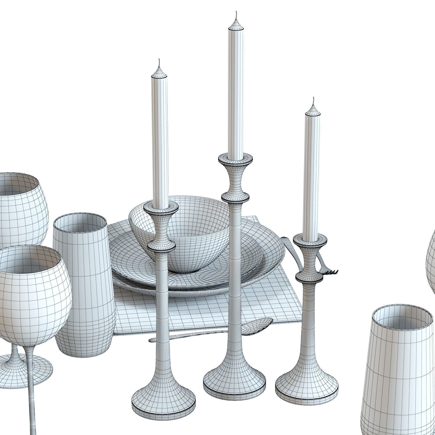 Table Setting 01 - Crate and Barrel Addison Tableware Set 3D model_7