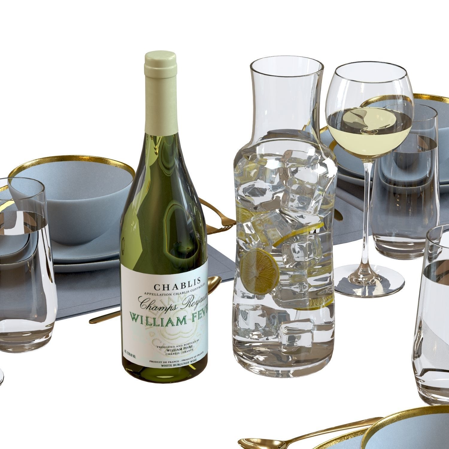 Table Setting 01 - Crate and Barrel Addison Tableware Set 3D model_4