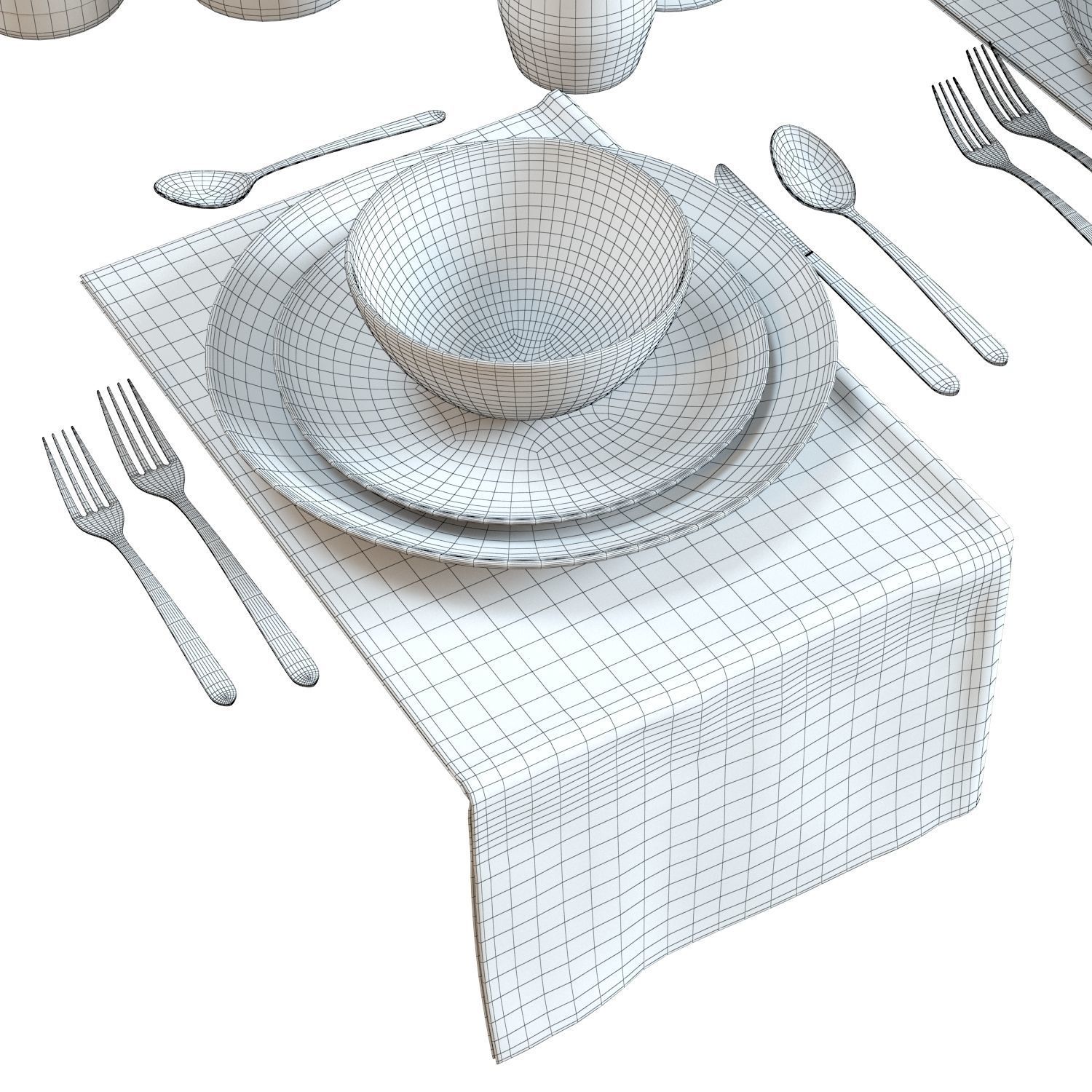 Table Setting 01 - Crate and Barrel Addison Tableware Set 3D model_3
