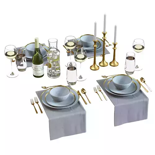 Table Setting 01 - Crate and Barrel Addison Tableware Set 3D model