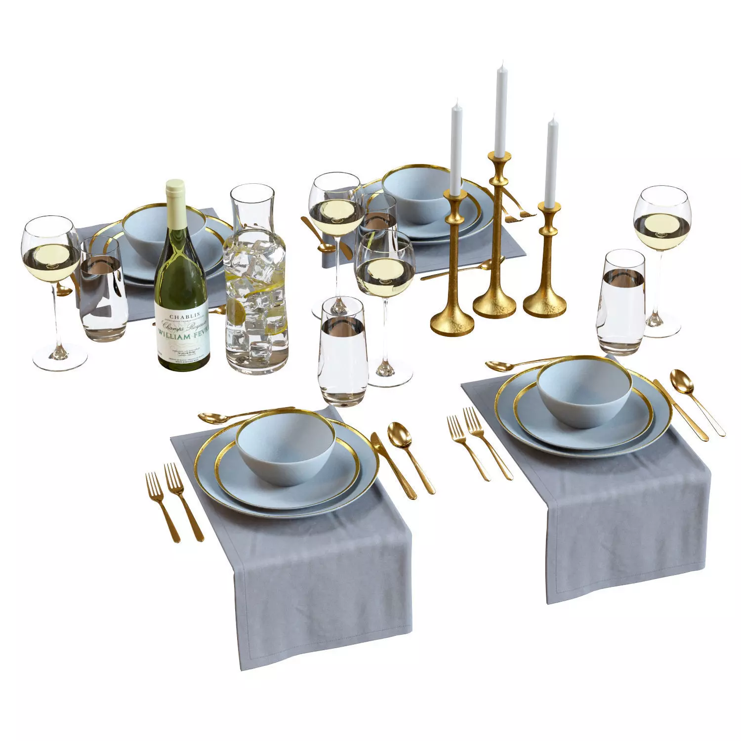 Table Setting 01 - Crate and Barrel Addison Tableware Set 3D model_0