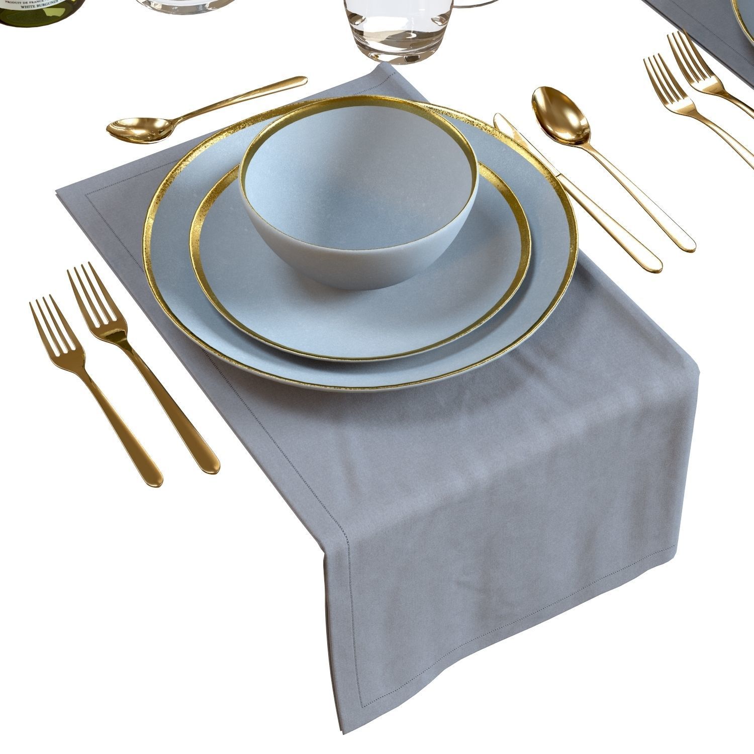 Table Setting 01 - Crate and Barrel Addison Tableware Set 3D model_2