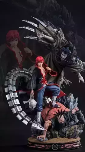 sasori statue with two anime characters 3D print model sasori statue with two anime characters 3D print model