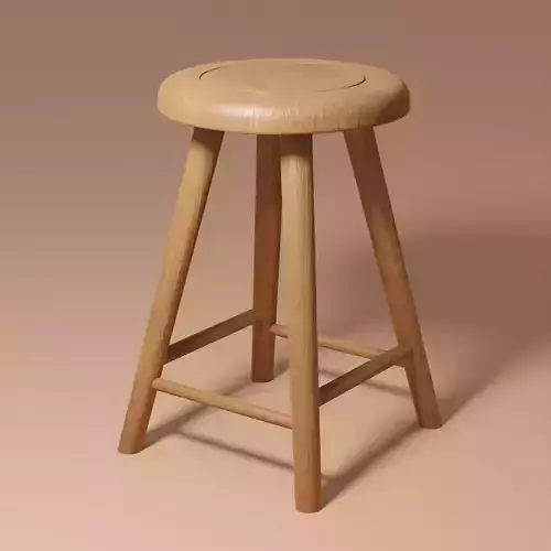 Wooden Stool 3d Model