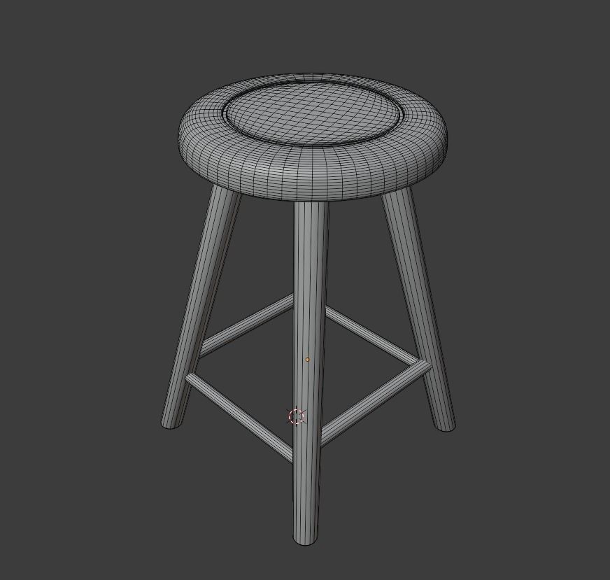 Wooden Stool 3d Model Low-poly 3D model_2