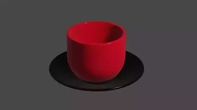Red Cup with Black Plate