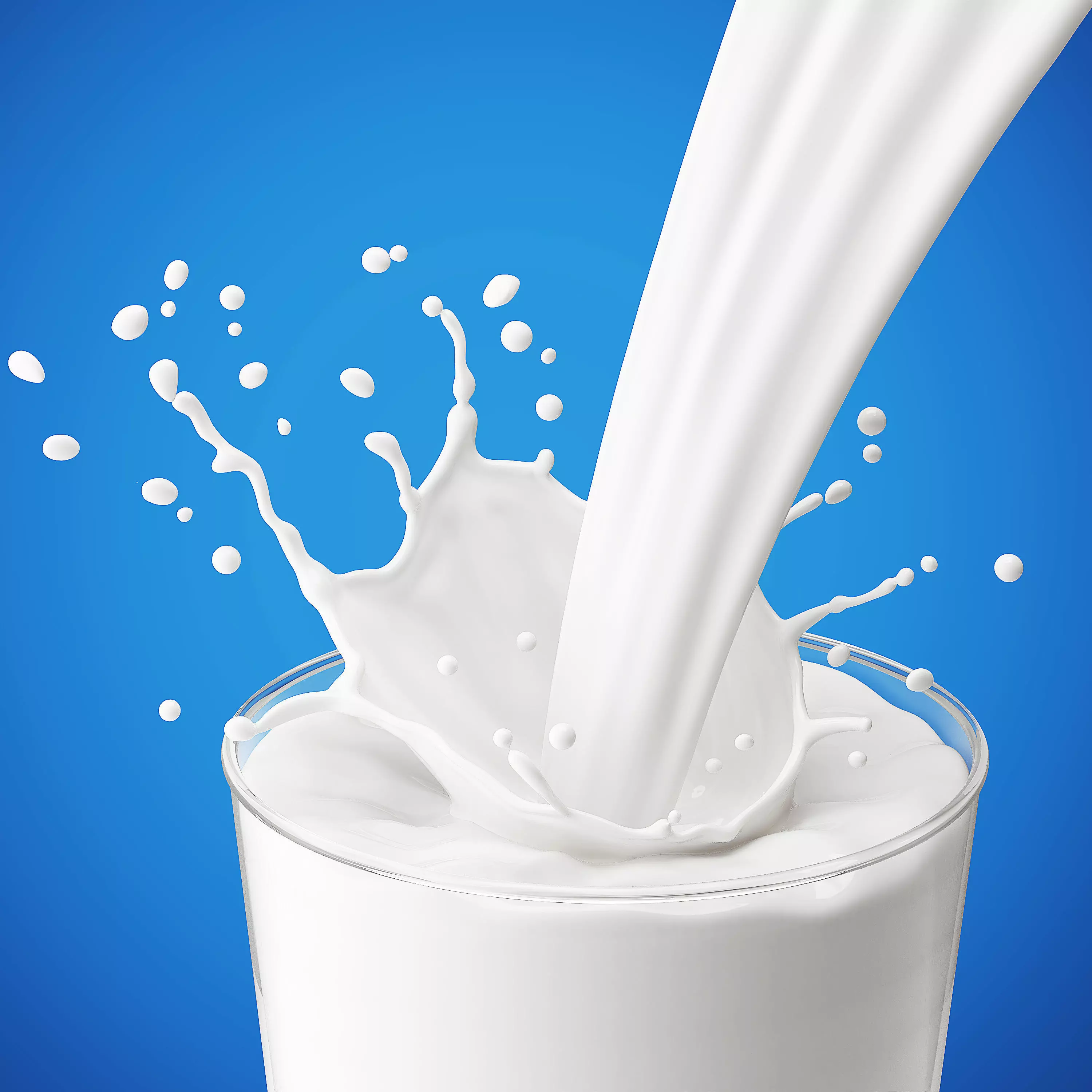 Realistic Pouring milk into a glass 3D model