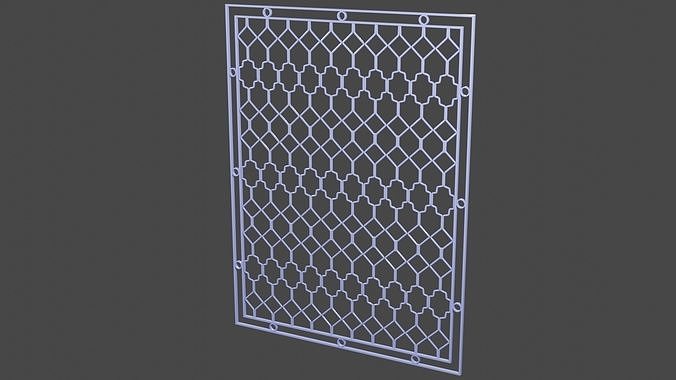 3D Purple Steel Window Trellis Ornaments 3D model