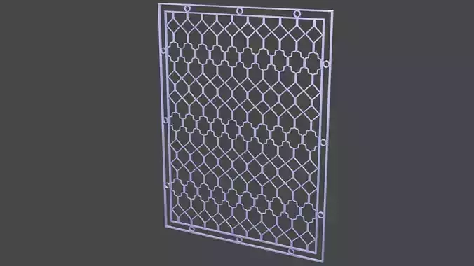3D Purple Steel Window Trellis Ornaments 3D model