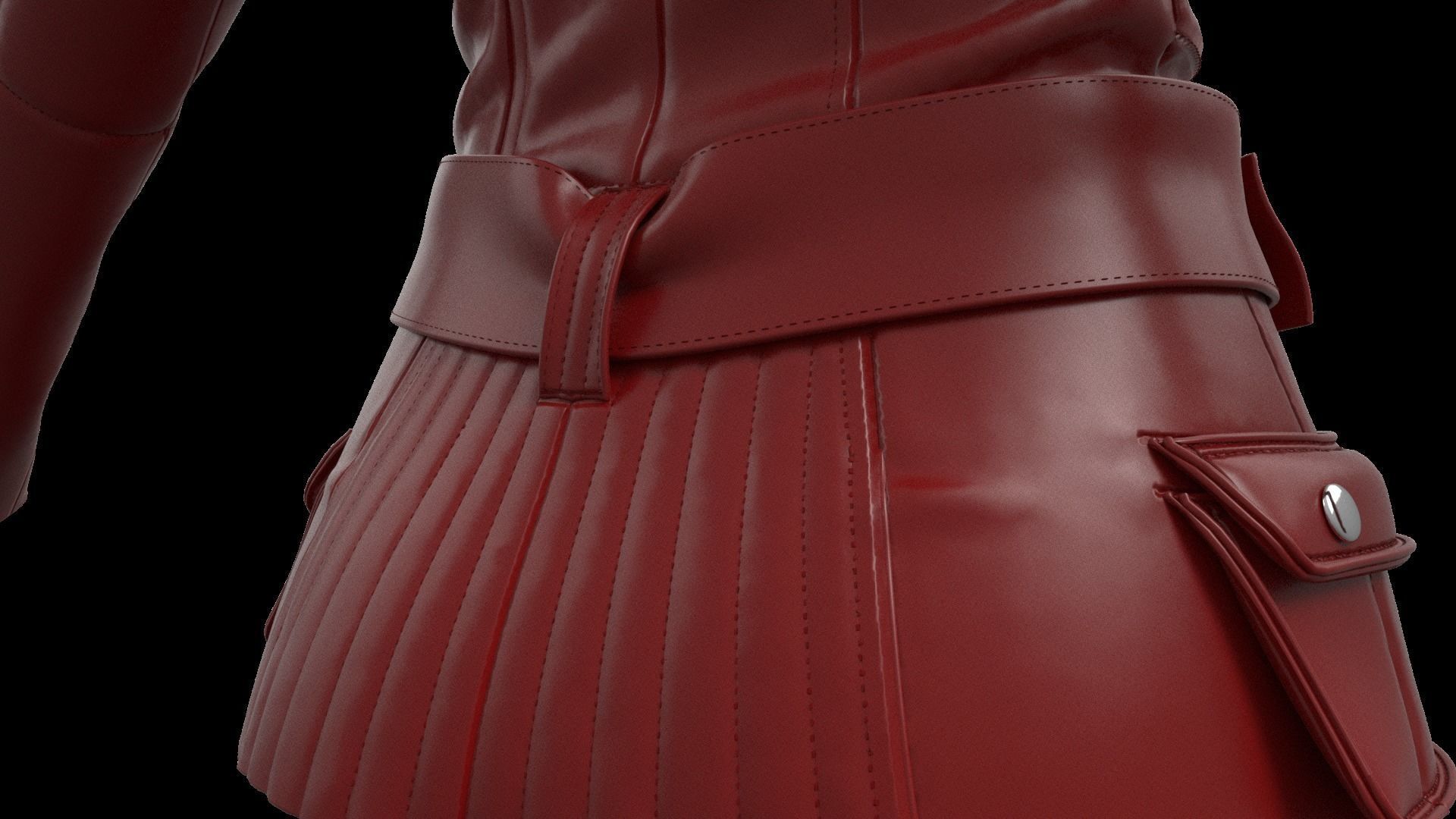  Ladies Biker Jacket in Marvelous Designer  Low-poly 3D model_4