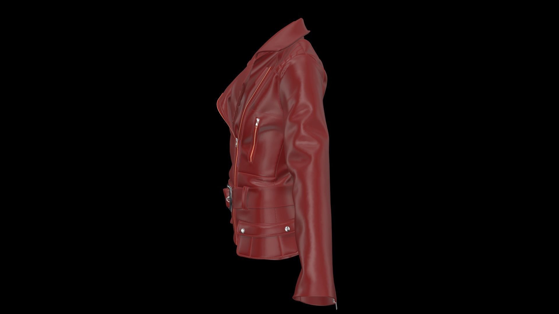  Ladies Biker Jacket in Marvelous Designer  Low-poly 3D model_9