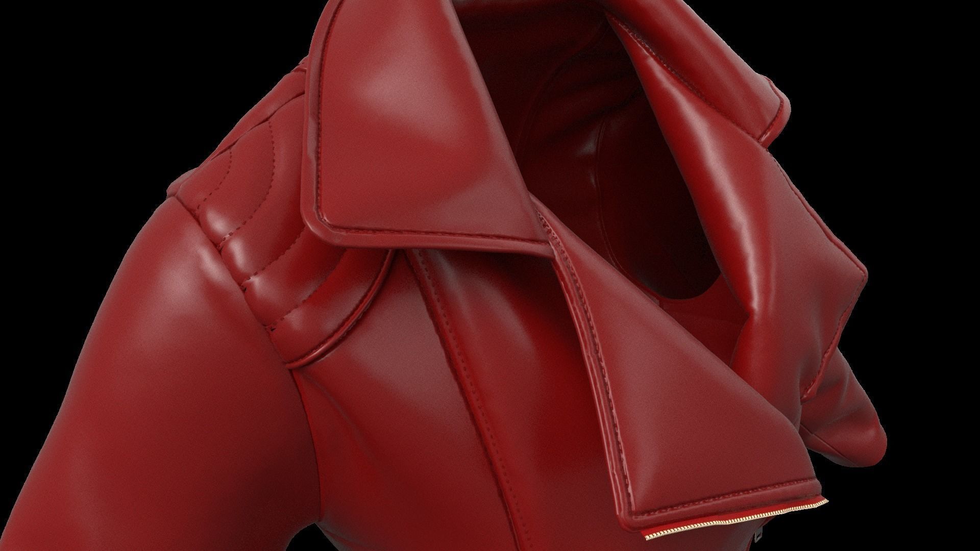  Ladies Biker Jacket in Marvelous Designer  Low-poly 3D model_3