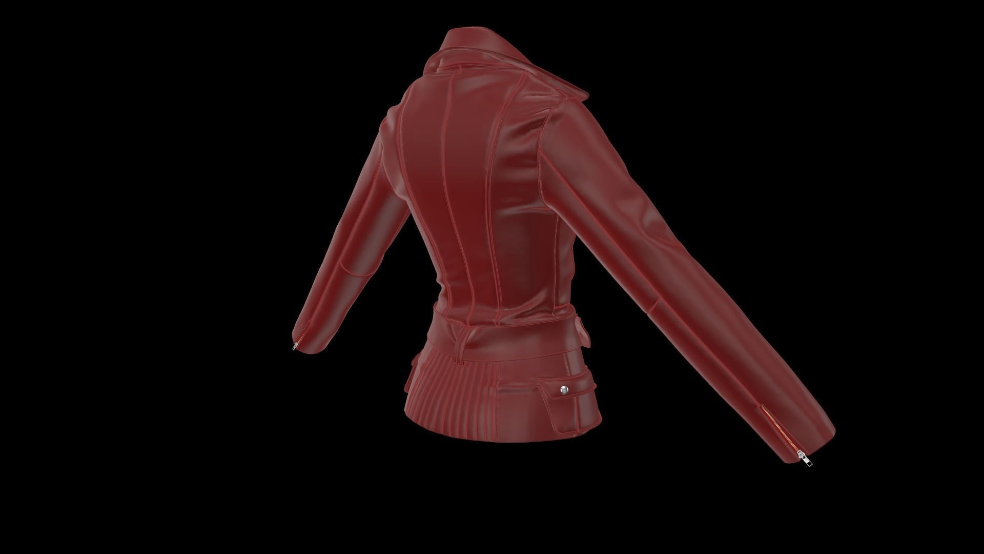  Ladies Biker Jacket in Marvelous Designer  Low-poly 3D model_7