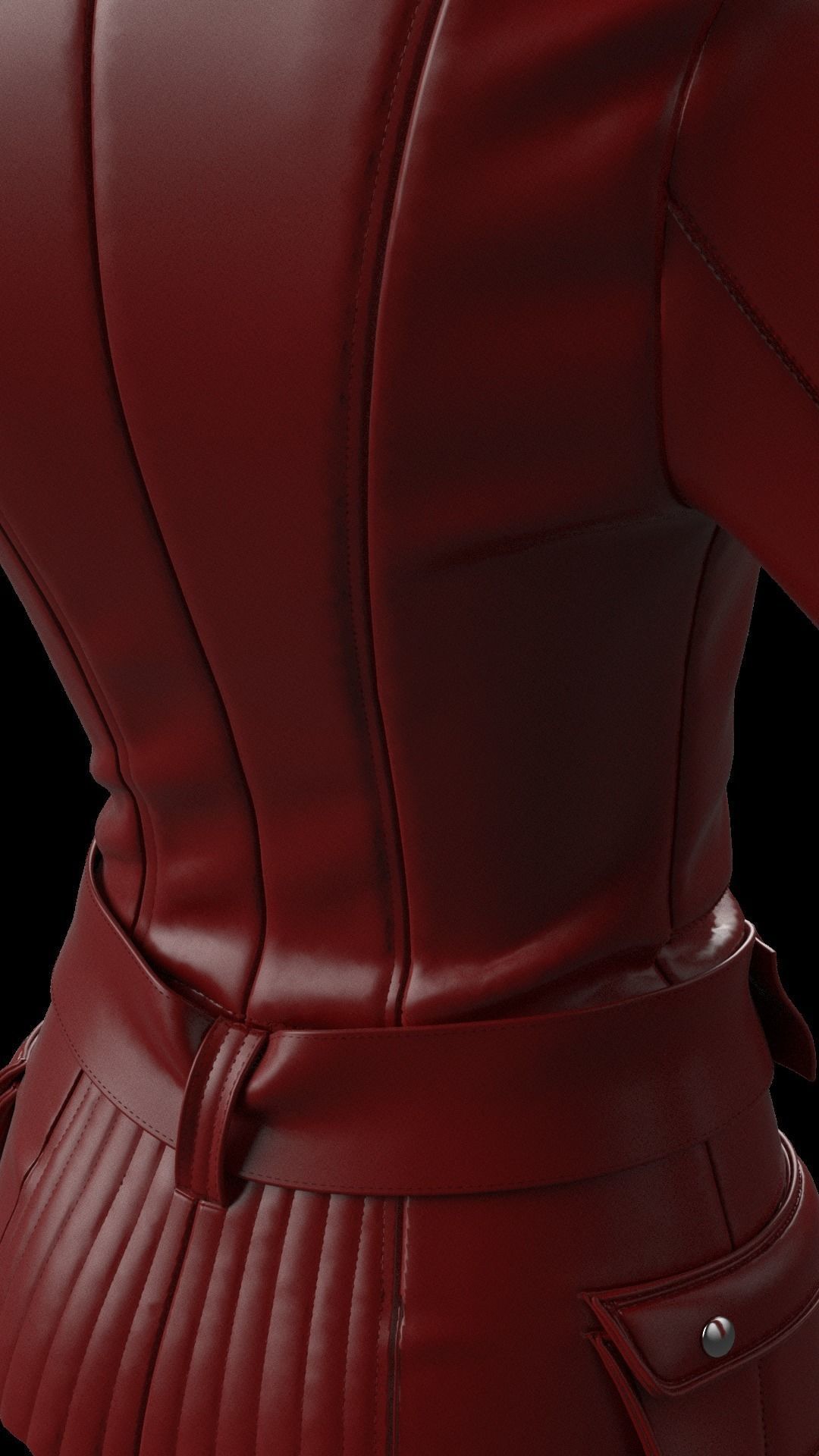  Ladies Biker Jacket in Marvelous Designer  Low-poly 3D model_5