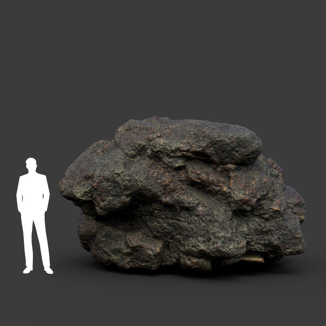 Low poly Black Mossy Lava Modular Rock 210720 Low-poly 3D model_5