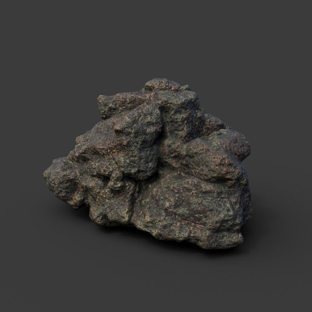 Low poly Black Mossy Lava Modular Rock 210720 Low-poly 3D model_2