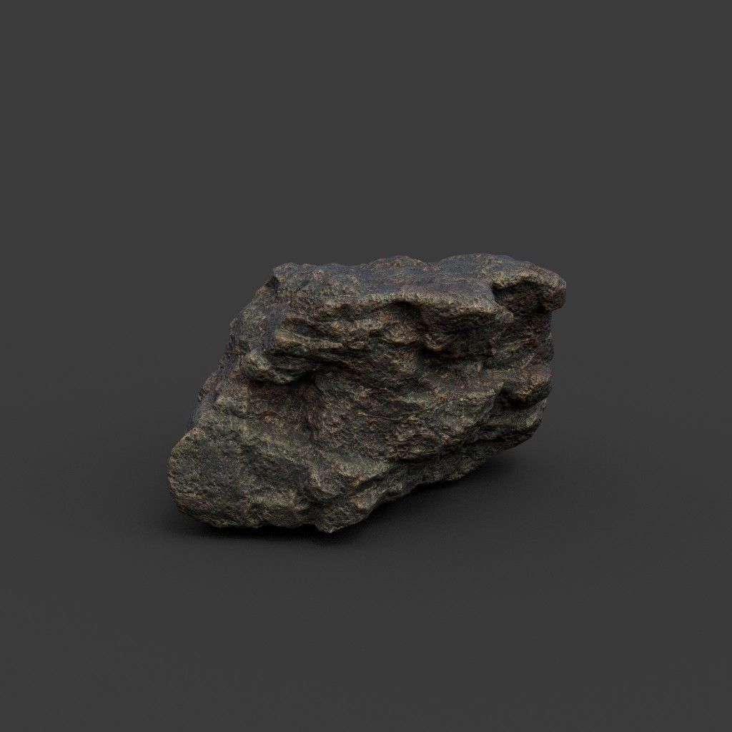 Low poly Black Mossy Lava Modular Rock 210720 Low-poly 3D model_34