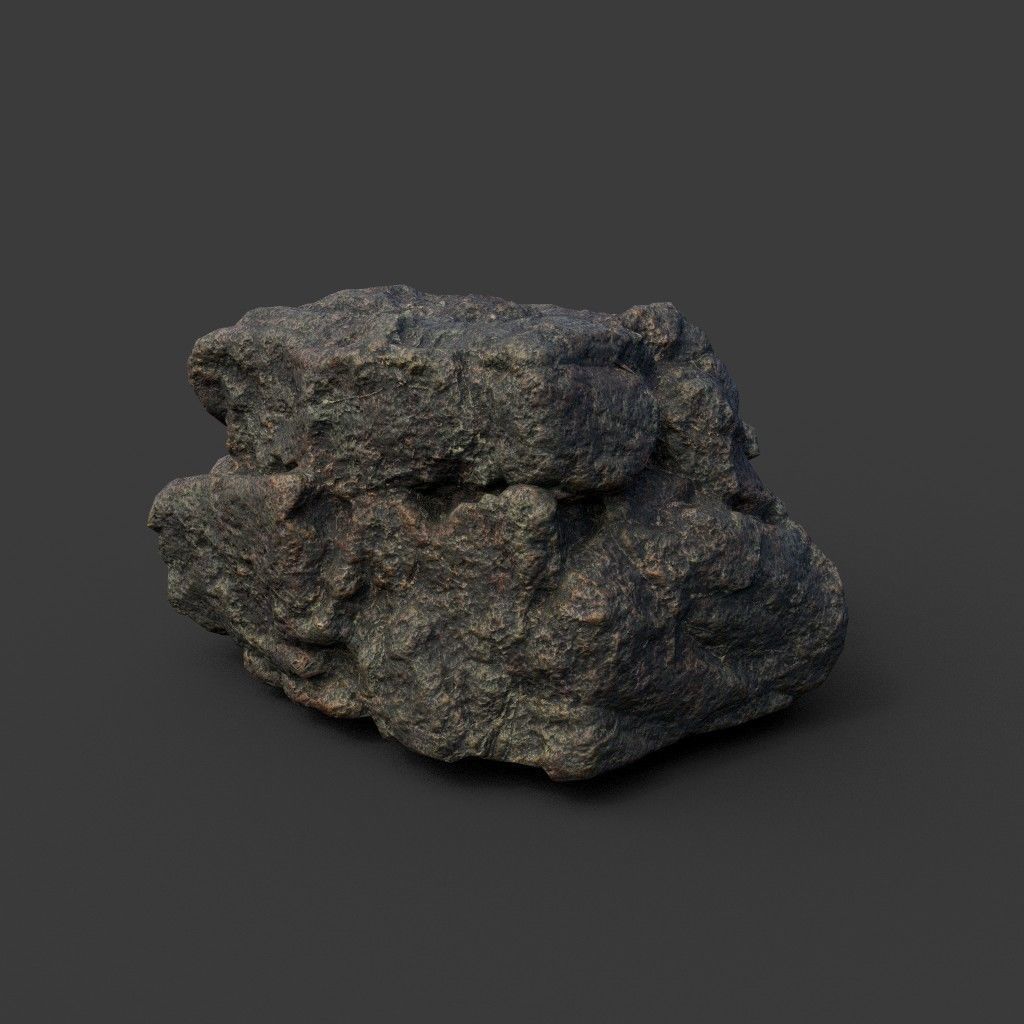 Low poly Black Mossy Lava Modular Rock 210720 Low-poly 3D model_35