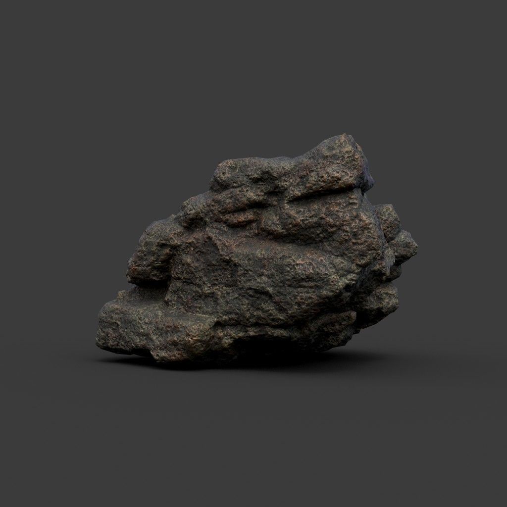 Low poly Black Mossy Lava Modular Rock 210720 Low-poly 3D model_23