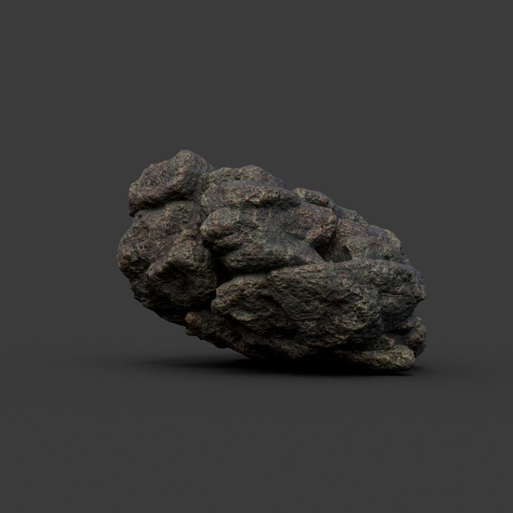 Low poly Black Mossy Lava Modular Rock 210720 Low-poly 3D model_22