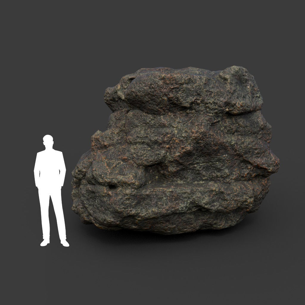Low poly Black Mossy Lava Modular Rock 210720 Low-poly 3D model_13