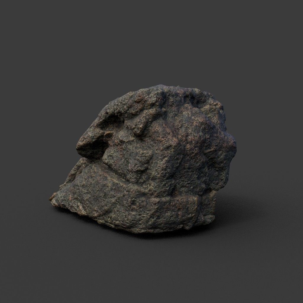 Low poly Black Mossy Lava Modular Rock 210720 Low-poly 3D model_38