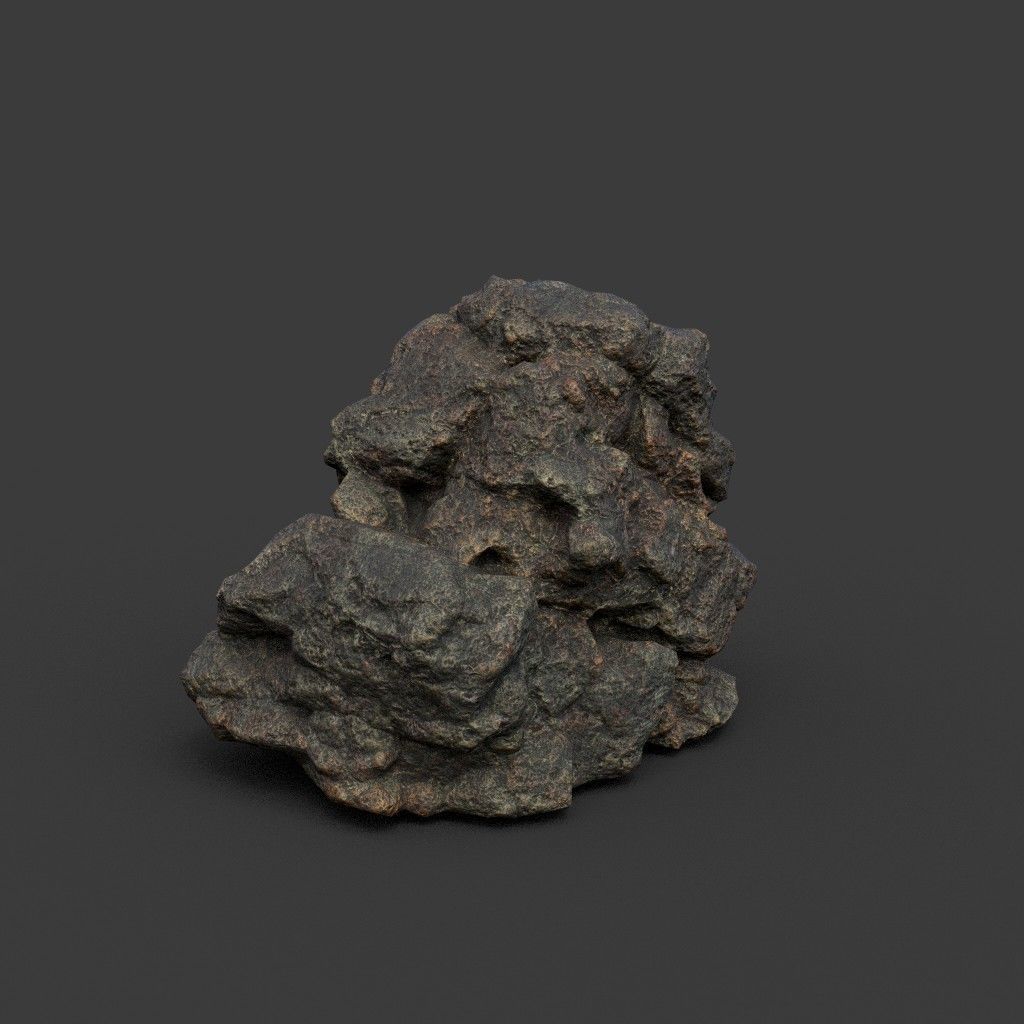 Low poly Black Mossy Lava Modular Rock 210720 Low-poly 3D model_18