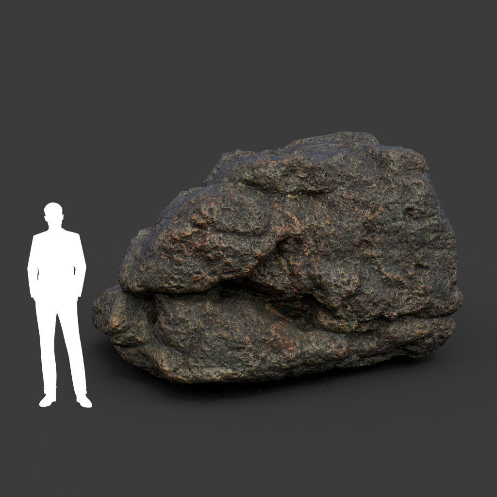 Low poly Black Mossy Lava Modular Rock 210720 Low-poly 3D model_9