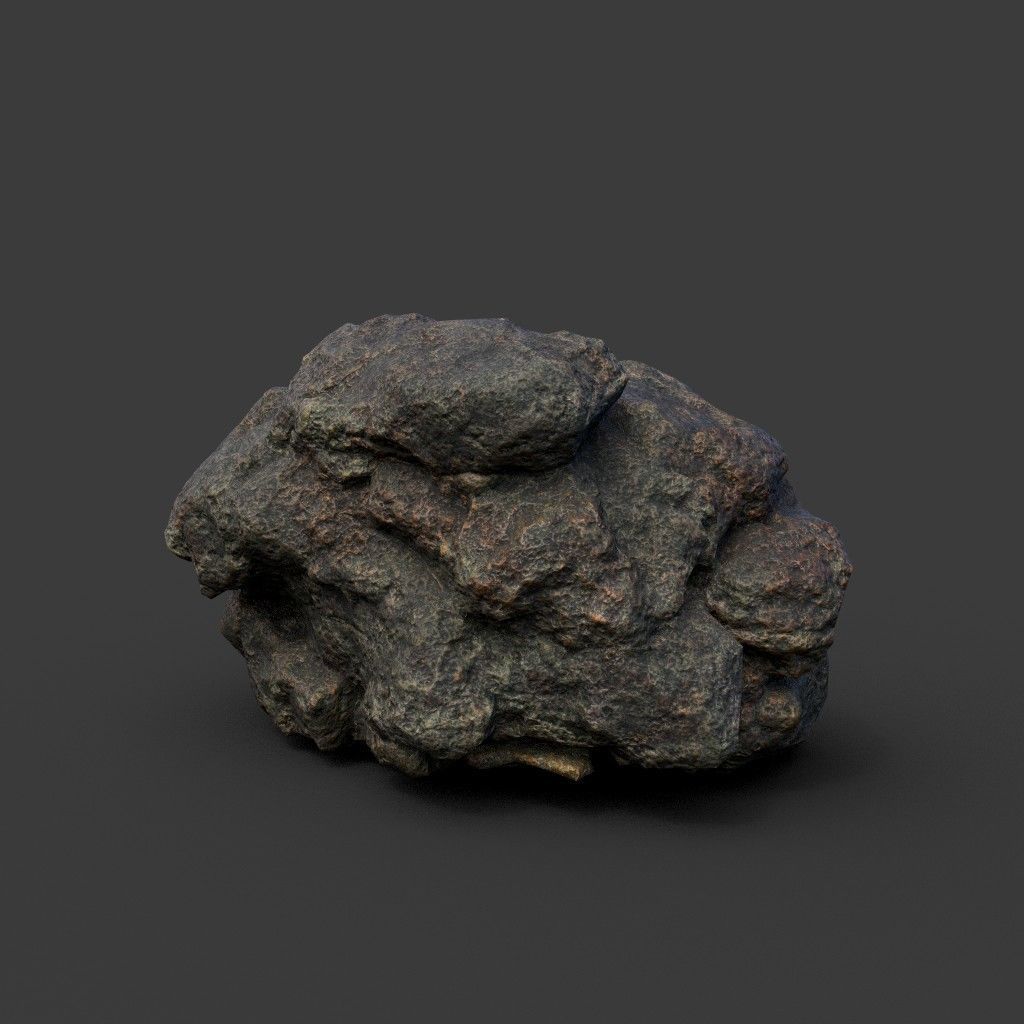 Low poly Black Mossy Lava Modular Rock 210720 Low-poly 3D model_6