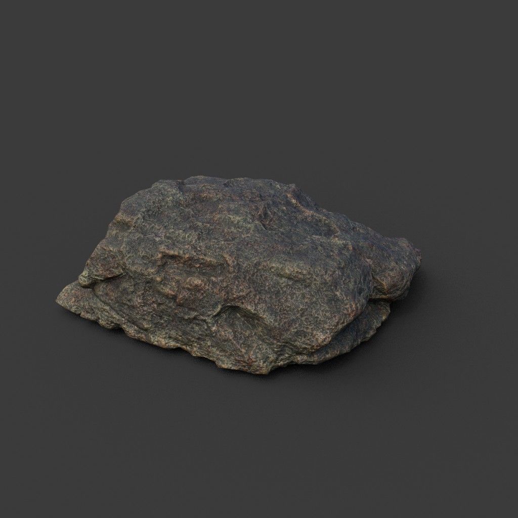 Low poly Black Mossy Lava Modular Rock 210720 Low-poly 3D model_26