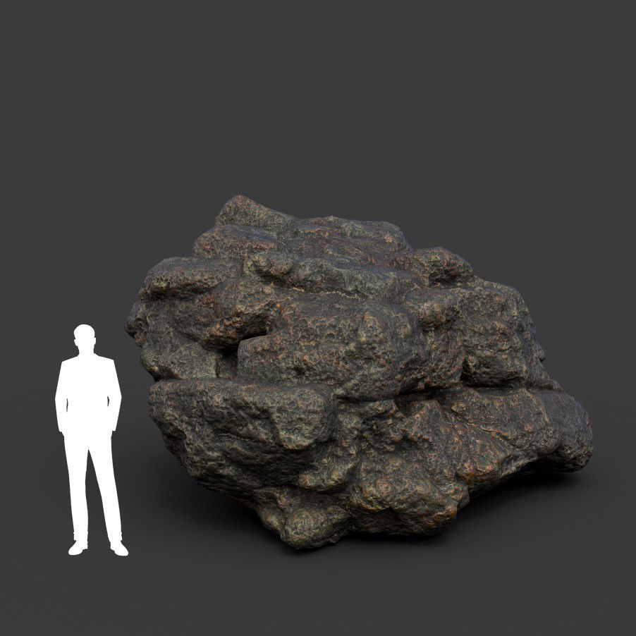Low poly Black Mossy Lava Modular Rock 210720 Low-poly 3D model_21