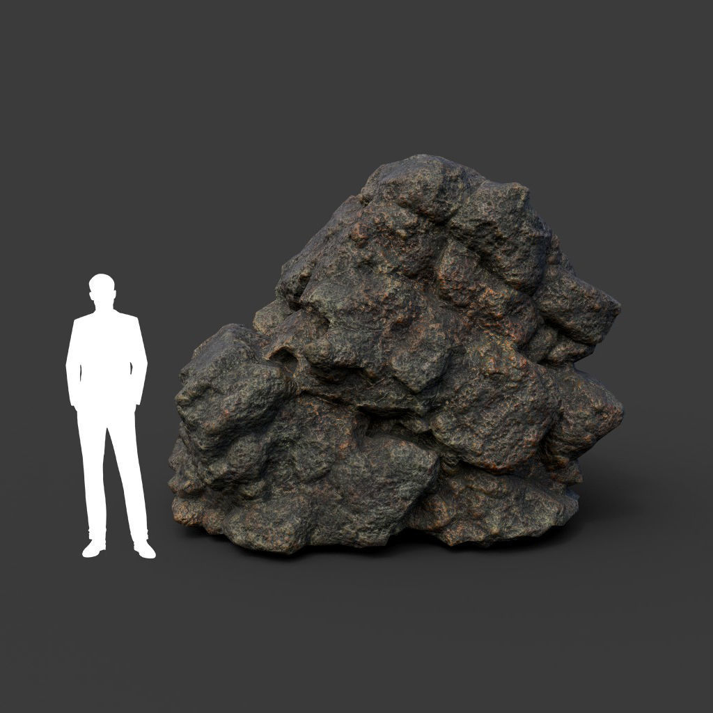 Low poly Black Mossy Lava Modular Rock 210720 Low-poly 3D model_17