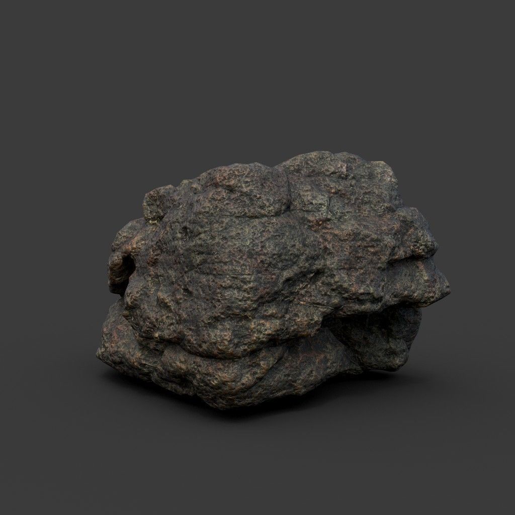 Low poly Black Mossy Lava Modular Rock 210720 Low-poly 3D model_11