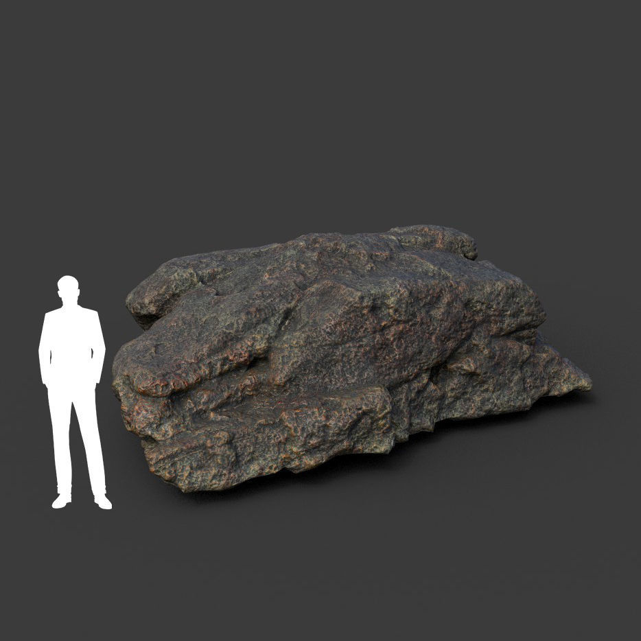 Low poly Black Mossy Lava Modular Rock 210720 Low-poly 3D model_25