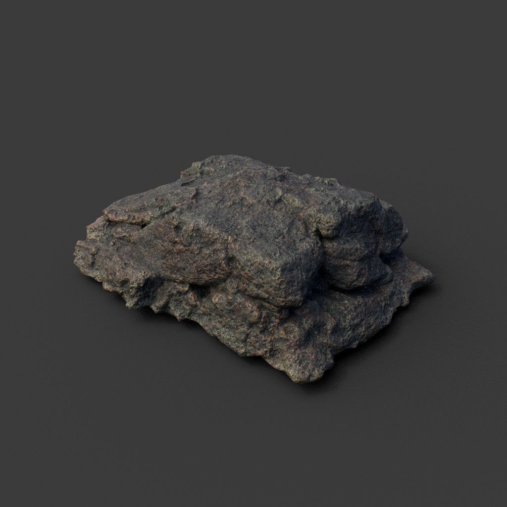 Low poly Black Mossy Lava Modular Rock 210720 Low-poly 3D model_27